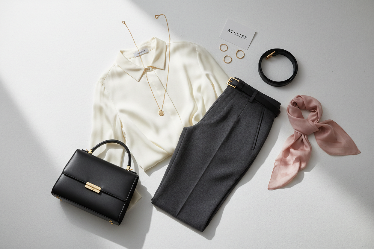 Minimalist flat lay boutique